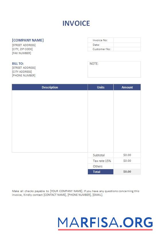 Realistic Free Invoice Format real example